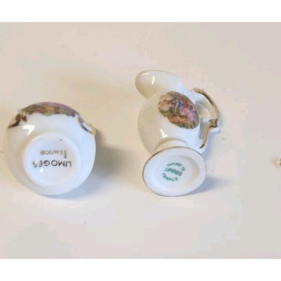 Vintage Limoges France Porcelain Miniature Pitchers Lot of 2 Couples Courting - Picture 2 of 6